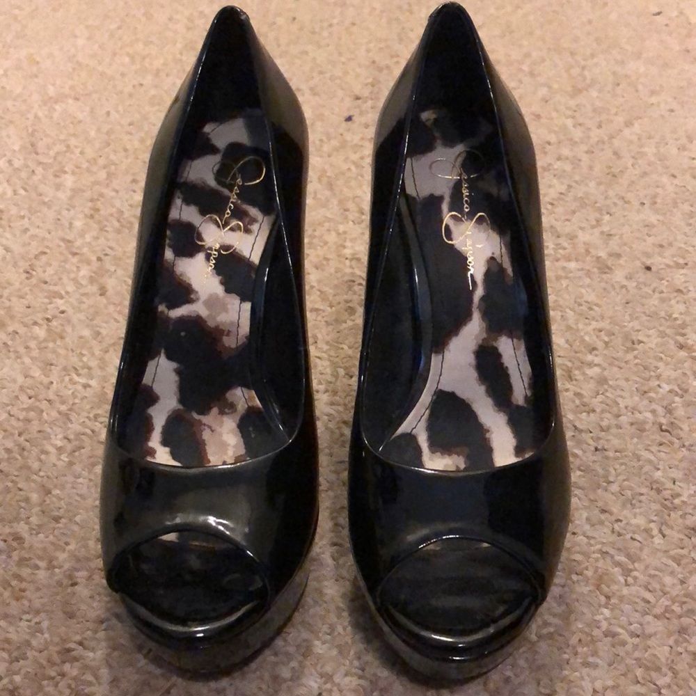 Patent Leather Black Wedges